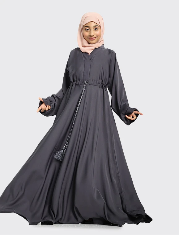 Girls Grey Fozia Abaya